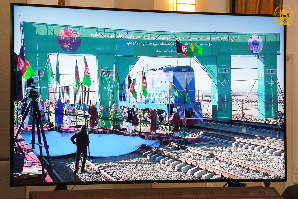 مراسم افتتاح خط آهن آقینه- اندخوی به روایت تصویر!